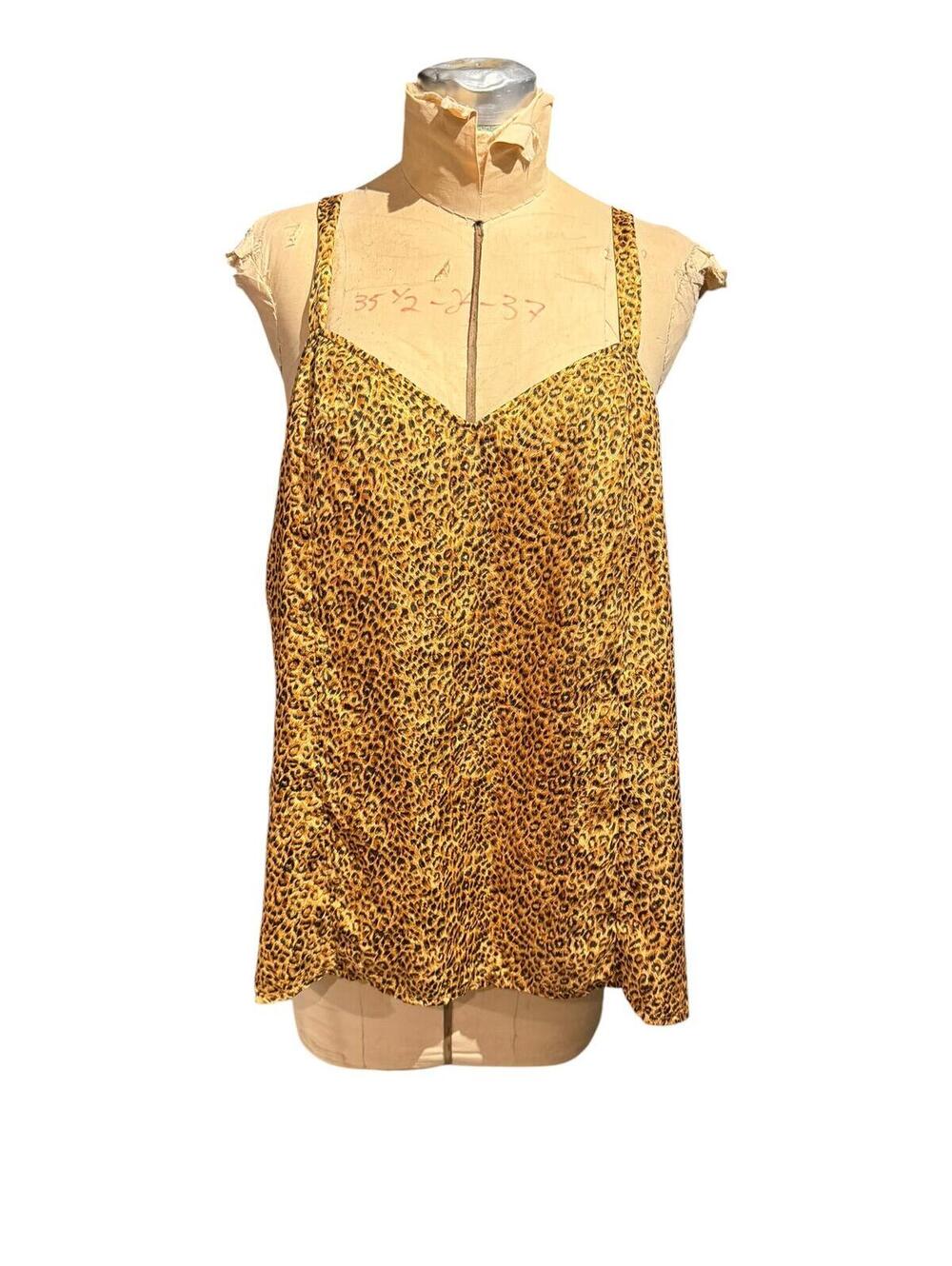 Diane Gilman Vintage Leopard Print Satin Camisole Top